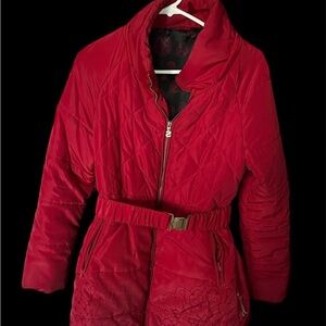 Desigual Red Quilted Puffer Jacket